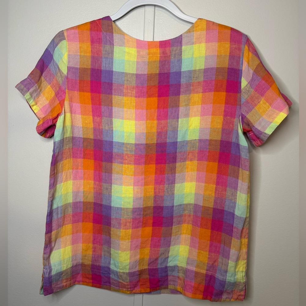 Lands' End Colorful Plaid Blouse Size XS - Picture 2 of 11